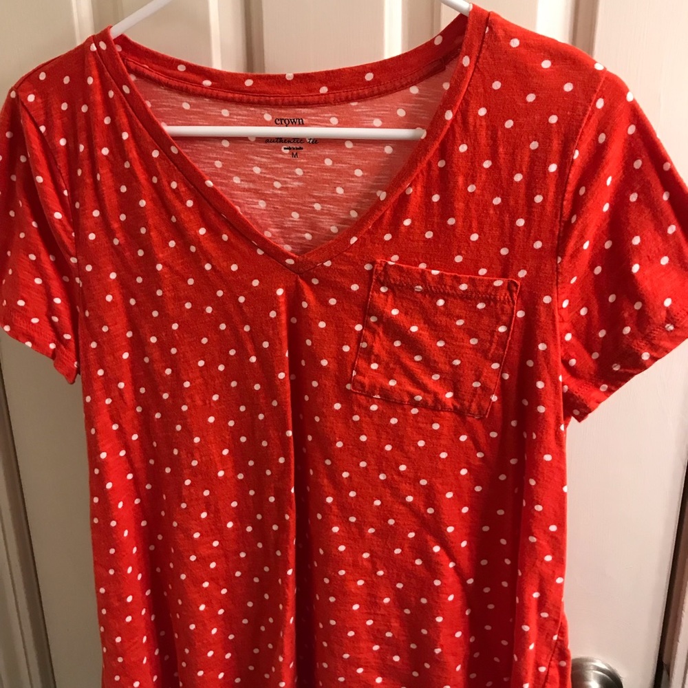 Crown & Ivy Red Polka Dot Tee